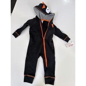 Cat & Jack Baby Dinosaur Hooded Zip One-Piece Romper Black 9–12 Months NWT. 3949
